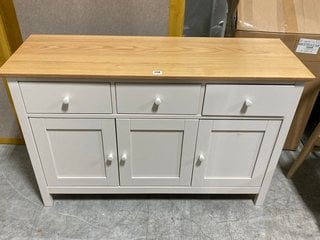 JOHN LEWIS & PARTNERS WILTON WIDE SIDEBOARD IN LIGHT GREY AND OAK FINISH - RRP £398: LOCATION - D3