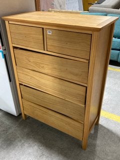 JOHN LEWIS & PARTNERS WILTON 6 DRAWER CHEST IN OAK - RRP £348: LOCATION - D3