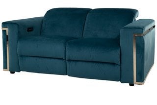 FABB FURNITURE EX-DISPLAY CORA DISPLAY 3 SEATER POWER RECLINER SOFA WITH POWER HEADREST OPULENCE TEAL 51003 - RRP £3597 (UNUSED RETAIL STOCK): LOCATION - A7