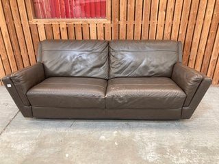 FELLINI LARGE 3 SEATER STATIC SOFA IN HAMPSHIRE ESPRESSO BROWN LEATHER: LOCATION - C2