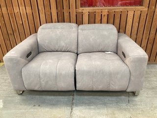 MARVELLA MEDIUM 2 SEATER DOUBLE POWER RECLINER WITH DOUBLE POWER HEADRESTS IN STONE FLECKED FABRIC - RRP £1699: LOCATION - C2