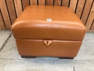 COLLINS SMALL STORAGE FOOTSTOOL IN TAN LEATHER: LOCATION - C2