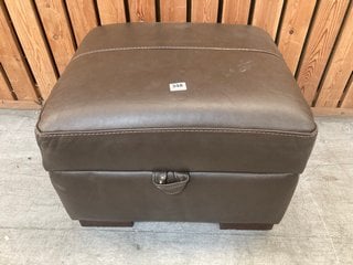 FELLINI SMALL STORAGE FOOTSTOOL IN HAMPSHIRE ESPRESSO BROWN LEATHER: LOCATION - C2