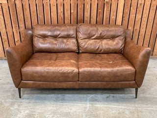 CORDELIA MEDIUM STATIC 2 SEATER SOFA IN ALASKA WHISKEY BROWN LEATHER: LOCATION - C2