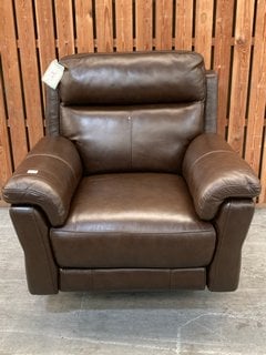 LUCCA POWER RECLINER ARMCHAIR IN RELAXED EMBOSSED DARK BROWN LEATHER: LOCATION - C2