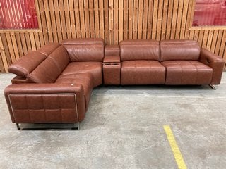 MARVELLA LARGE MODULAR STYLE POWER RECLINER CORNER SOFA IN TRUSTY SHEEN BUTTERSCOTCH LEATHER - RRP £3399: LOCATION - C3