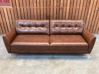 CORDELIA EXTRA LARGE 4 SEATER STATIC SOFA IN ALASKA WHISKEY BROWN LEATHER: LOCATION - C4