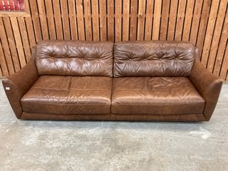 CORDELIA EXTRA LARGE 4 SEATER STATIC SOFA IN ALASKA WHISKEY BROWN LEATHER: LOCATION - C4