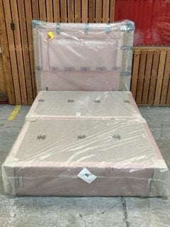 DFS MODERN CONTEMPORARY STYLE KING SIZE STORAGE DIVAN BASE WITH HEADBOARD IN OPULENCE POWDER PINK VELVET - RRP £1599: LOCATION - C6