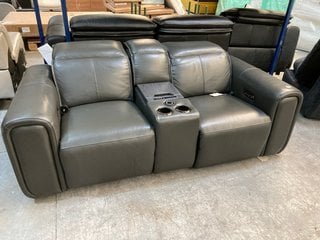 PREMIERE 2 SEATER POWER RECLINER SOFA WITH POWER HEADRESTS AND SMART CENTRE CONSOLE IN TRUSTY EMBOSSED CHARCOAL LEATHER: LOCATION - D7