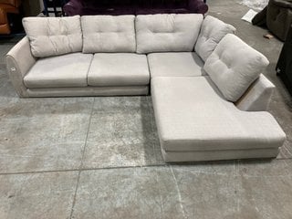 FINCHLEY LARGE 3 SEATER RIGHT HAND FACING CHAISE END CORNER SOFA IN FRESH SILVER COLOUR ALL OVER FABRIC: LOCATION - D7