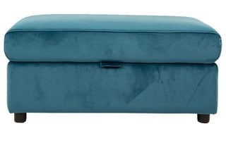 FABB FURNITURE EX-DISPLAY CORA DISPLAY RECTANGULAR STORAGE FOOTSTOOL OPULENCE TEAL 51003 - RRP £758 (UNUSED RETAIL STOCK): LOCATION - A8