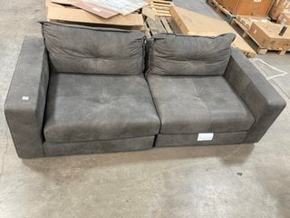 MODERN STYLE 3 SEATER SOFA IN GREY LEATHER: LOCATION - B5