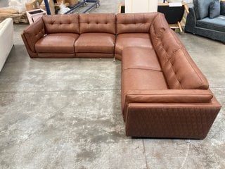 MUSE 3 SEATER CORNER 3 SEATER SOFA IN RELAXED MATT LEATHER ESPRESSO - RRP £3799: LOCATION - B5