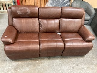 GRACY 3 SEATER SOFA DOUBLE POWER RECLINER AND HEADREST WITH HEATED SEATS IN CHOCOLATE LEATHER: LOCATION - B5