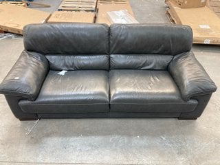 SANTINO 3 SEATER LEATHER SOFA IN CARUSO SLATE - RRP £999: LOCATION - B6