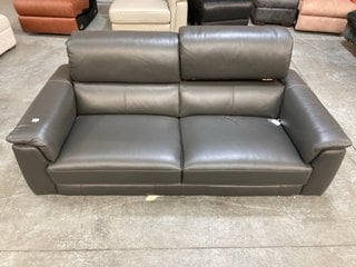 ILLINOIS 3 SEATER LEATHER SOFA IN CHARCOAL SHEEN LEATHER - RRP £1199: LOCATION - B6