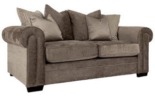 FABB FURNITURE EX-DISPLAY CHELSEA DISPLAY 2 SEATER STANDARD BACK SOFABED (1 LRG PATTERN, 1 MED SHIMMER SC) MINK COLLECTION - RRP £3396 (UNUSED RETAIL STOCK): LOCATION - A9