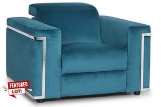 FABB FURNITURE EX-DISPLAY CORA DISPLAY POWER RECLINER CHAIR WITH POWER HEADREST OPULENCE TEAL 51003 - RRP £3197 (UNUSED RETAIL STOCK): LOCATION - A6