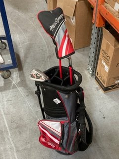 INCOMPLETE SET OF GOLF CLUBS WITH CARRIER IN BLACK/RED: LOCATION - BR13