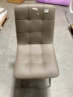 MANHATTAN QUILTED STYLE FAUX LEATHER DINING CHAIR IN TAUPE AND NICKEL FINISH: LOCATION - A1