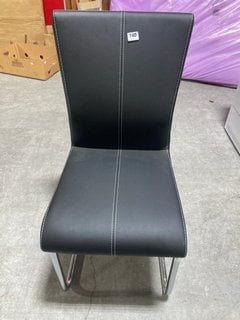 MUNICH CHAIRS BLACK LEATHER WITH CHROME LEGS DINING CHAIR RRP: £199: LOCATION - A1