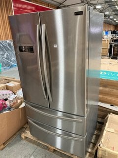 STOVES FRENCH STYLE 425 LITRE, 145 LITRE FRIDGE FREEZER IN STAINLESS STEEL - RRP £1645: LOCATION - A2