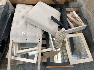 PALLET OF ASSORTED FURNITURE COMPONENTS TO INCLUDE FRAMED MIRRORS: LOCATION - A3 (KERBSIDE PALLET DELIVERY)