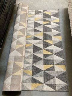 FABB FURNITURE EX-DISPLAY NOVA DISPLAY FLAG FLOOR RUG IN YELLOW/NATURAL MULTI DESIGN : SIZE 160 X 230CM - RRP £109 (UNUSED RETAIL STOCK): LOCATION - A10