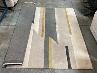 FABB FURNITURE EX-DISPLAY ASIATIC LONDON CONTEMPORARY DESIGN MATRIX FLOOR RUG IN MUSTARD : SIZE 160 X 230CM - RRP £239 (UNUSED RETAIL STOCK): LOCATION - A10