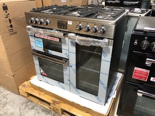 BELLING COOKCENTRE 90DFT 90CM PROFESSIONAL DUAL FUEL GAS RANGE COOKER IN STAINLESS STEEL - MODEL 444444069 - RRP £1,399.99: LOCATION - B1 (KERBSIDE PALLET DELIVERY)