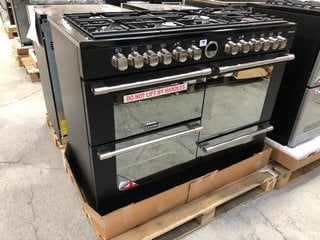 STOVES STERLING S1100DF MK22 110CM DUAL FUEL GAS RANGE COOKER IN BLACK - MODEL 444411428 - RRP £1,949.99: LOCATION - B2 (KERBSIDE PALLET DELIVERY)