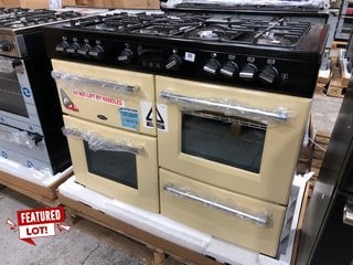 BELLING FARMHOUSE X110G 110CM GAS RANGE COOKER IN CREAM MODEL : 444411740 RRP - £1679: LOCATION - B2 (KERBSIDE PALLET DELIVERY)