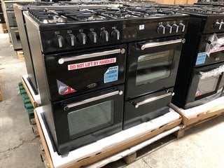 BELLING KENSINGTON 100DFT DUAL FUEL RANGE COOKER IN BLACK - MODEL 444444053 - RRP £1,449.99: LOCATION - B1 (KERBSIDE PALLET DELIVERY)