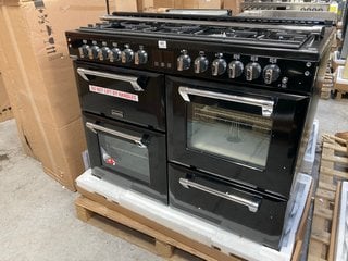 STOVES RICHMOND DELUXE S110DF 110CM DUAL FUEL RANGE COOKER IN BLACK MODEL : 444444917 RRP - £2649: LOCATION - B3 (KERBSIDE PALLET DELIVERY)