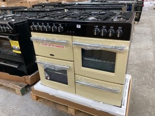 BELLING FARMHOUSE 100DFT 100CM DUAL FUEL RANGE COOKER IN CREAM MODEL : 444444135 RRP - £1299: LOCATION - B3 (KERBSIDE PALLET DELIVERY)