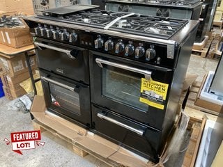 STOVES RICHMOND DELUXE S110DF 110CM DUAL FUEL RANGE COOKER IN BLACK MODEL : 444444917 RRP - £2649: LOCATION - B3 (KERBSIDE PALLET DELIVERY)