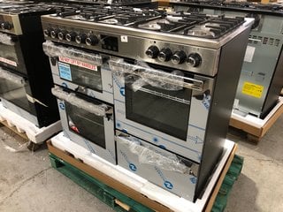 BELLING COOKCENTRE 100DF 100CM DUAL FUEL RANGE COOKER: MODEL 444444081 - RRP £1209: LOCATION - B1 (KERBSIDE PALLET DELIVERY)