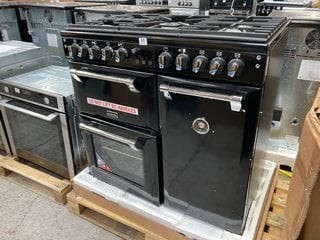 RICHMOND S900DF 90CM DUAL FUEL RANGE COOKER IN BLACK MODEL : 444444435 RRP - £1599: LOCATION - B4 (KERBSIDE PALLET DELIVERY)