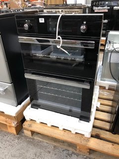 BELLING 90CM BUILT IN GAS DOUBLE OVEN IN BLACK MODEL : 444444796 RRP - £699: LOCATION - B4