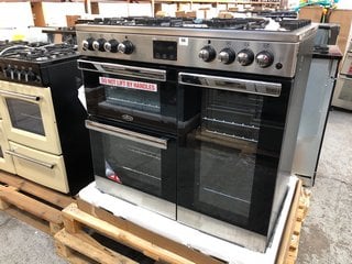 BELLING COOKCENTRE X90G 90CM GAS RANGE COOKER MODEL : 444411724 RRP - £1429: LOCATION - B4 (KERBSIDE PALLET DELIVERY)