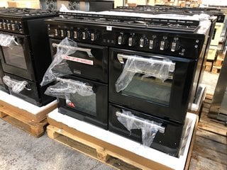 STOVES RICHMOND S1100DF MK22 110CM DUAL FUEL RANGE COOKER IN BLACK MODEL : 444411419 RRP - £1938: LOCATION - B5 (KERBSIDE PALLET DELIVERY)