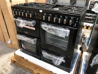 STOVES RICHMOND S1000DF MK22 100CM DUAL FUEL RANGE COOKER IN BLACK MODEL : 444411413 RRP - £1919: LOCATION - B5 (KERBSIDE PALLET DELIVERY)