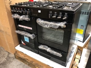 BELLING KENSINGTON 100DFT DUAL FUEL RANGE COOKER IN BLACK - MODEL 444444053 - RRP £1,449.99: LOCATION - B1 (KERBSIDE PALLET DELIVERY)