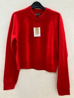 WHISTLES CASHMERE CREW NECK CROPPED JUMPER IN RED - UK XS - RRP £189.00: LOCATION - F3