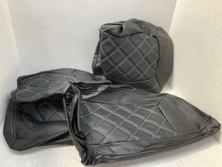 SET OF UK CUSTOM COVERS FAUX LEATHER QUILTED CAR SEAT COVERS IN BLACK - RRP £169: LOCATION - F2