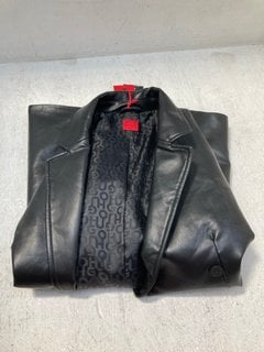 HUGO BOSS LEATHER JACKET IN BLACK - UK SIZE 8: LOCATION - F1