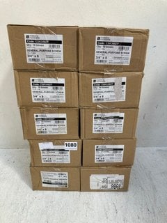 10 X BOXES OF FIXINGS & FASTENERS GENERAL PURPOSE SCREWS: LOCATION - F1