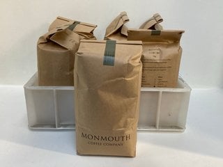 6 X PACKS OF MONMOUTH 1KG ORGANIC ESPRESSO COFFEE BEANS - BBE 22/12/24: LOCATION - F1