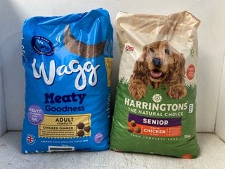 PACK OF HARRINGTONS THE NATURAL CHOICE 12KG SENIOR DOG BISCUITS - BBE 13/12/25 TO ALSO INCLUDE PACK OF WAGG 12KG MEATY GOODNESS ADULT DOG BISCUITS - BBE 19/11/25: LOCATION - E1